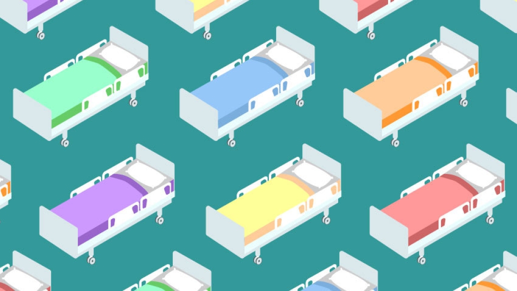 hospital beds in different colors