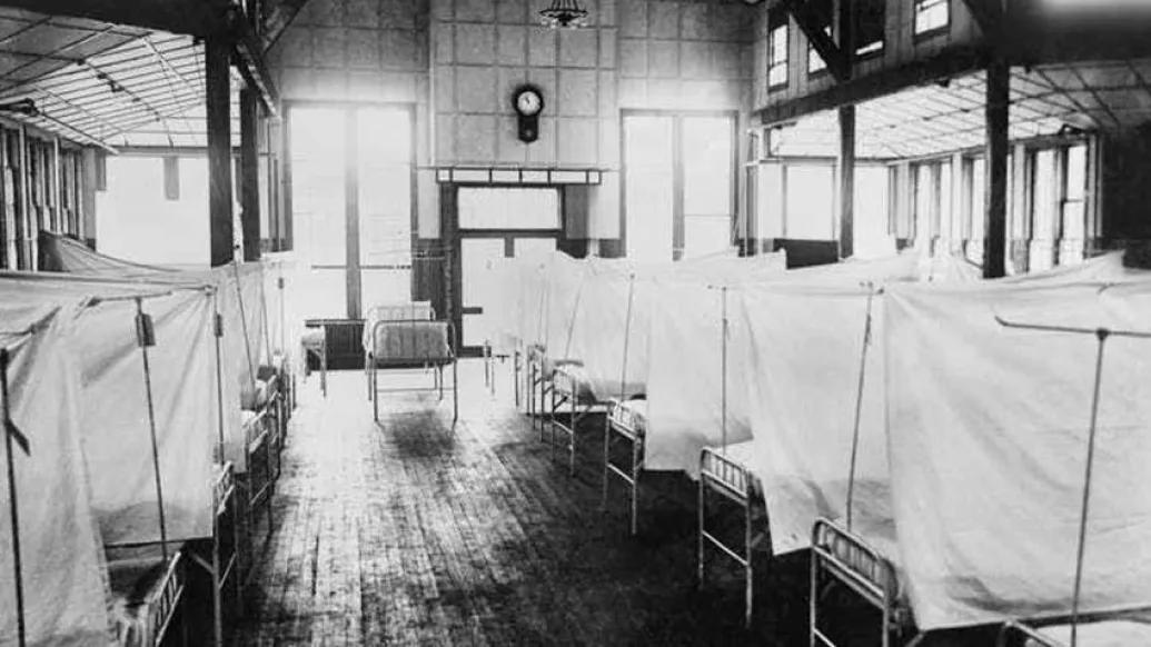 old hospital beds lined up