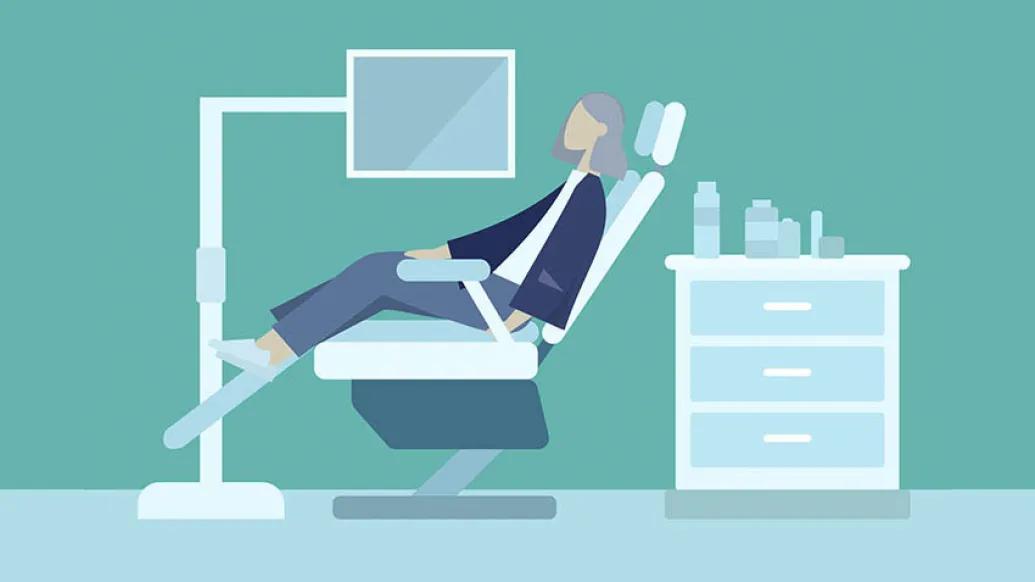 Lady in dental exam chair