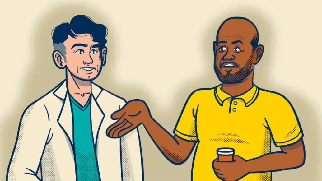 doctor and patient talking graphic