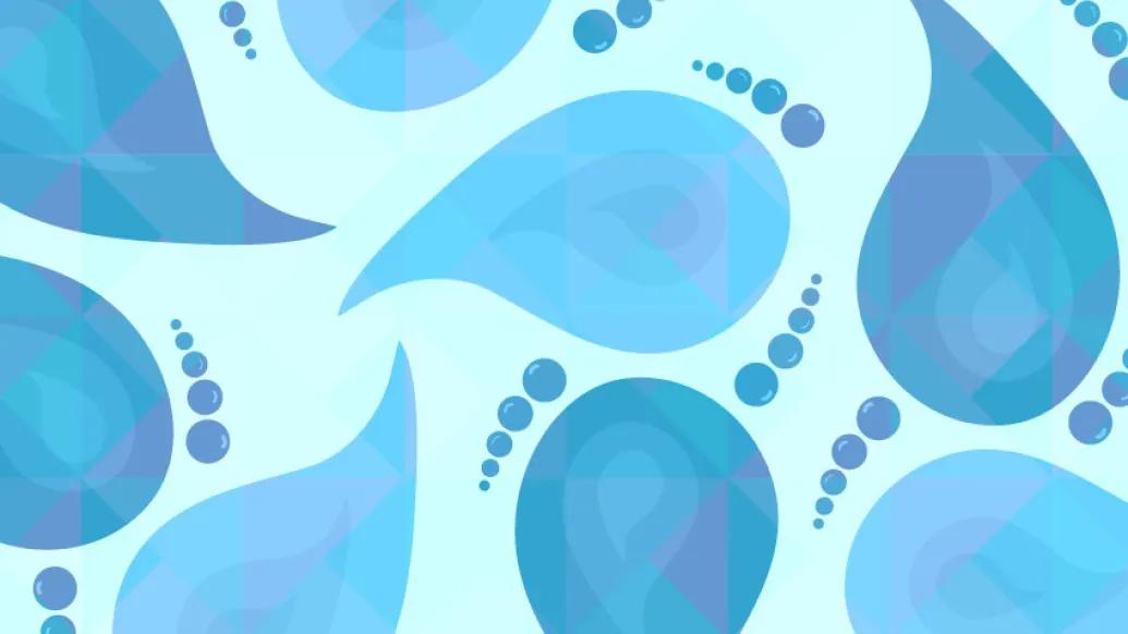 Graphic of water droplets in varying shades of blue