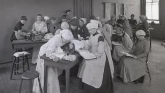 1889 photograph of students in the anatomy building