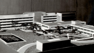 The architect's model for the Medical Science I complex in 1958