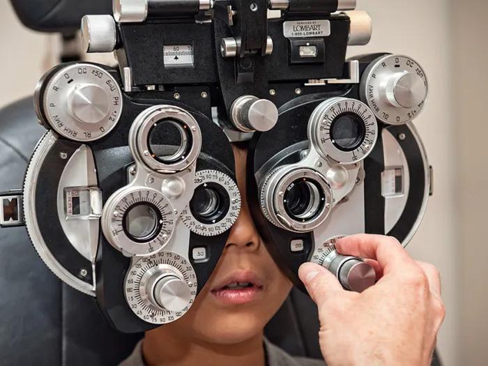 Child having an eye exam