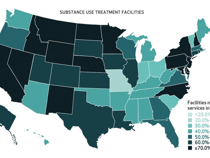 substance use treatment map usa substance use treatment facilities not providing services in sign language <20.0% 20.0%-29.9% 30.0%-39.9% 40%-49.9%