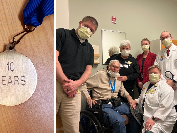 Medal 10 Years Patient and Staff with masks on