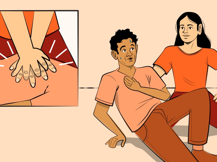 cpr graphic in orange two people