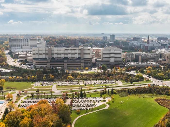 Aerial shot of the medical campus