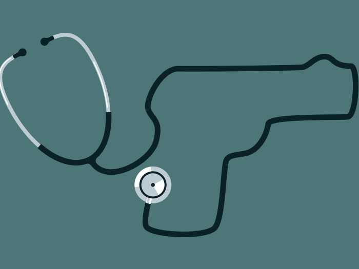 stethoscope in gun outline