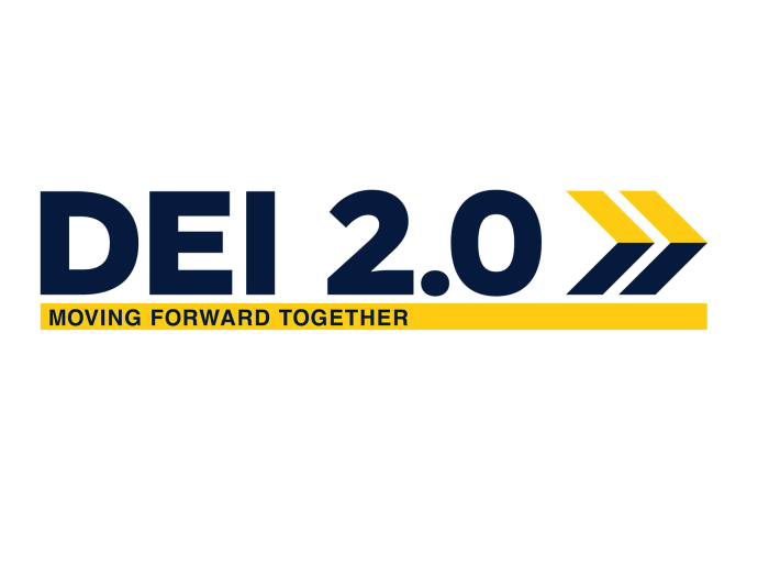 DEI 2.0 logo with text: DEI 2.0 Moving Forward Together 