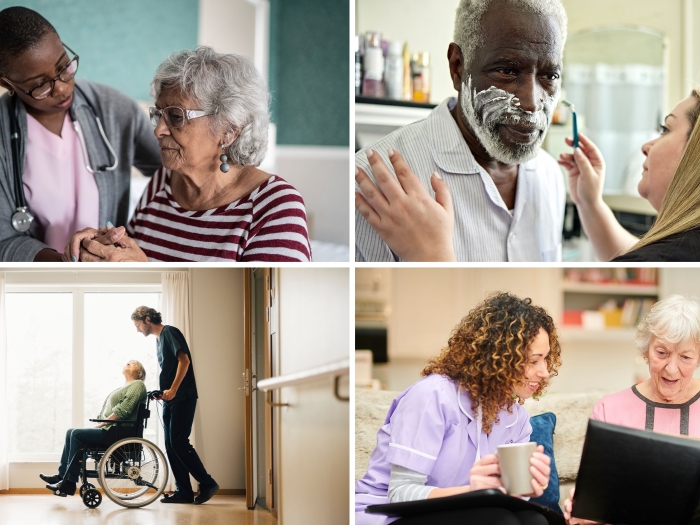 Four scenes of dementia care in different settings