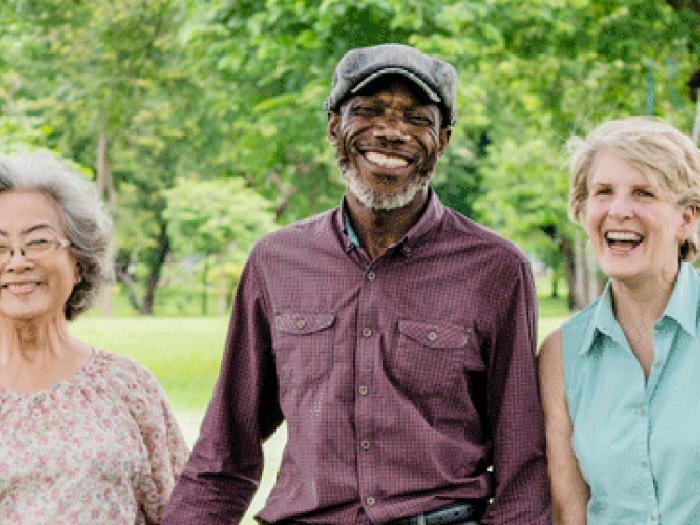 Three older adults diverse group