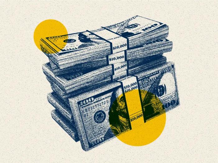 cash yellow sketch blue