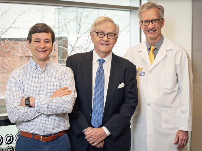 Jason M. Miller, M.D., Ph.D. (left), James Grosfeld (middle), Mark W. Johnson, M.D. (right).