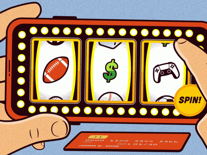gambling app finger pressing spin
