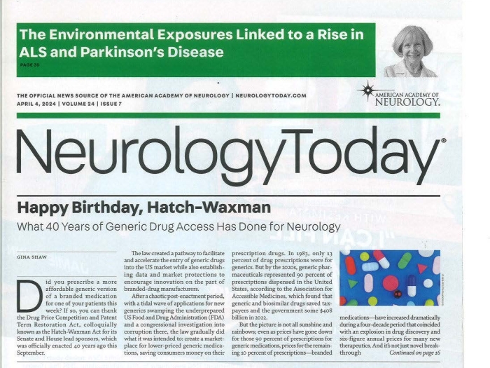 Cover of Neurology Today April 4, 2024 issue with Eva Feldman
