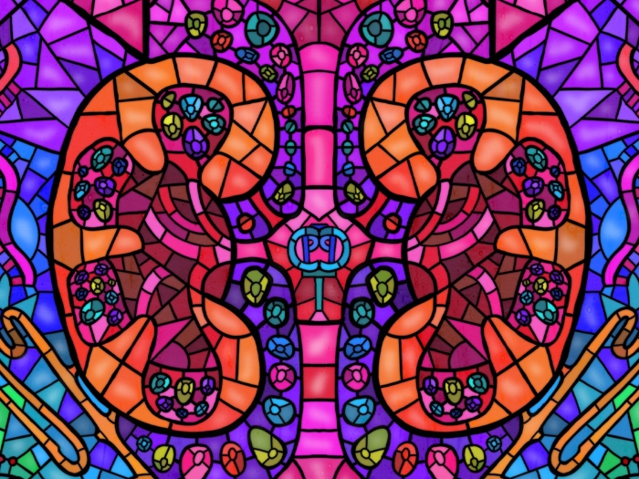 stained glass green blue purple orange pink 