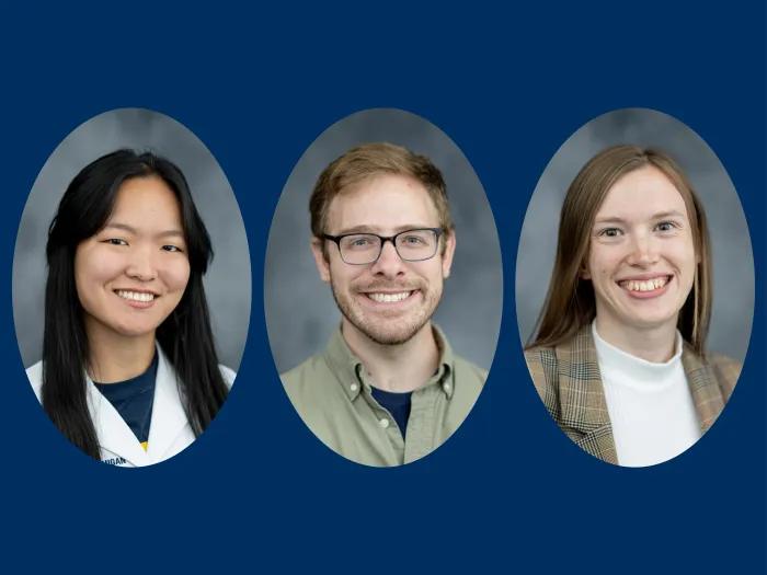 Headshots of three PhD students