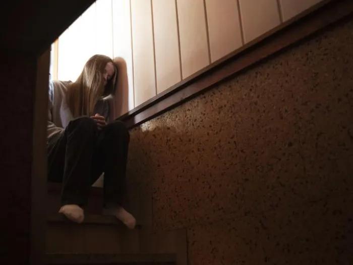 Young girl on stairs