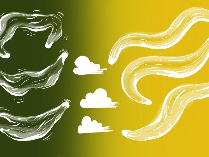worms green on left dead and on left worms in yellow alive with a divide down the middle to show seperation from one another 