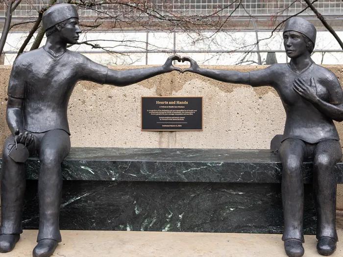 Hearts Hands Sculpture COVID tribute Sardonis