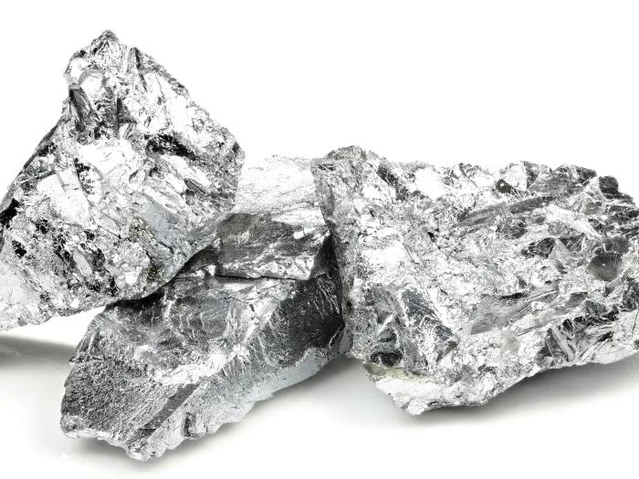 A pile of shiny silver hunks of chromium.