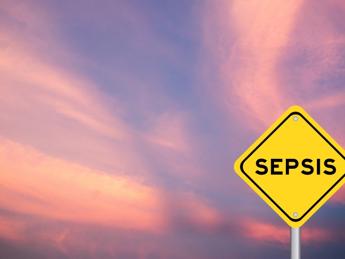 Road sign saying sepsis in front of a twilight sky