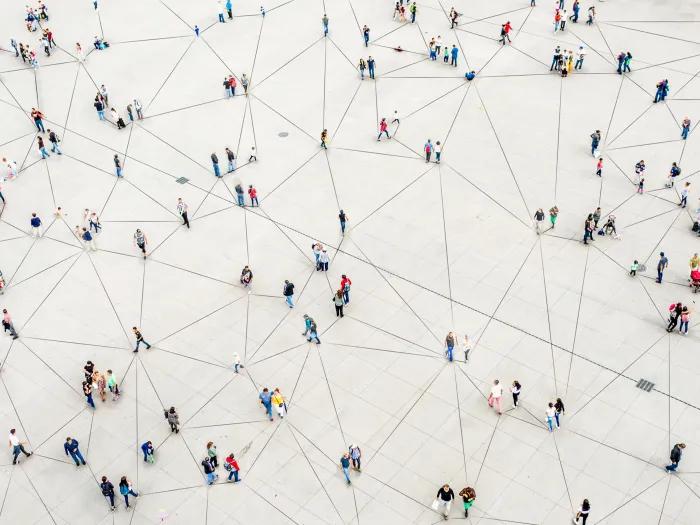 people crowd aerial network connections