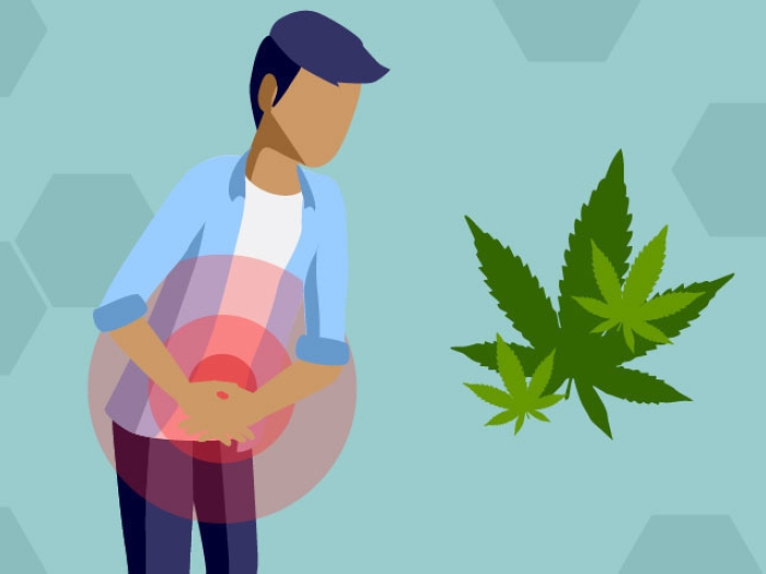 Photo with person and cannabis leaf