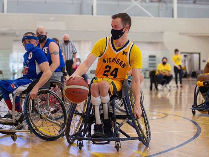 athlete basketball court wheelchair mask