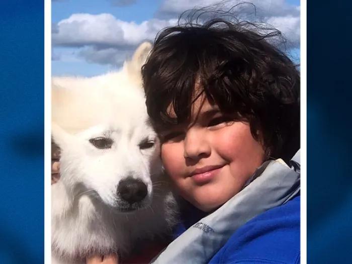 boy dog close up outside photo