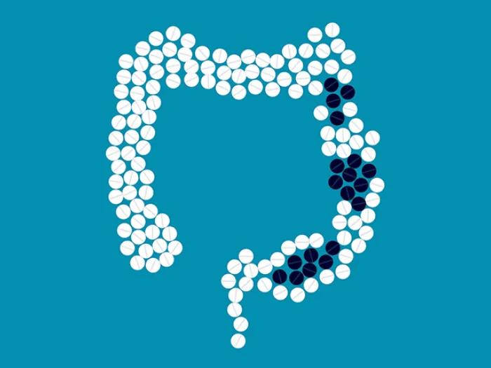 colon intestines pill black white spots 
