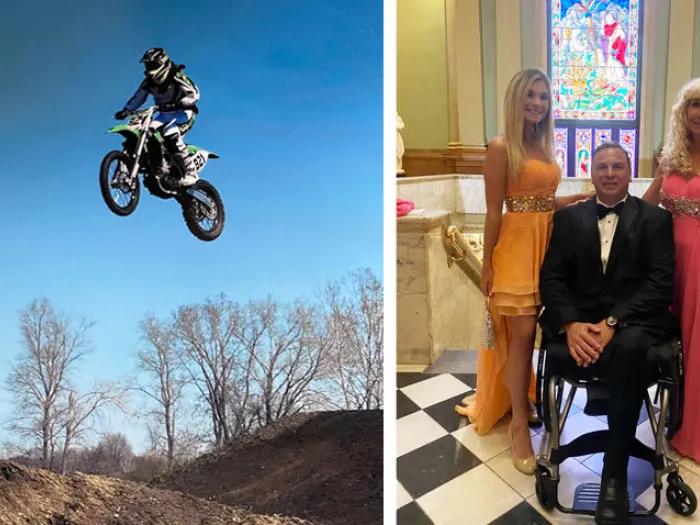 dirtbike jump tuxedo amputated leg wheelchair