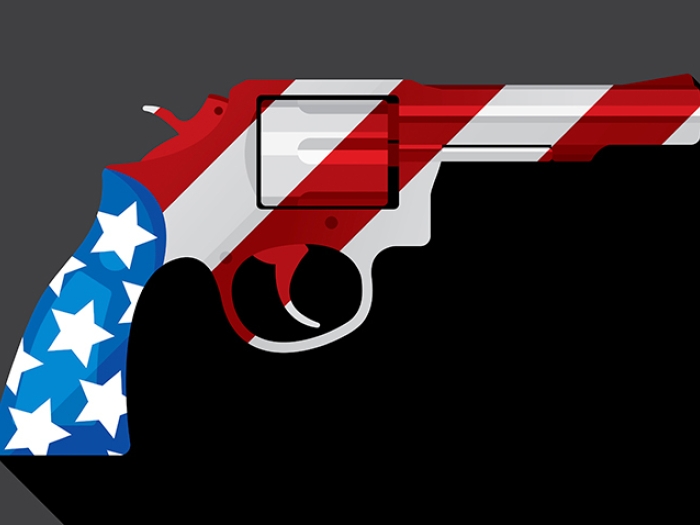 gun with American flag stripes on it