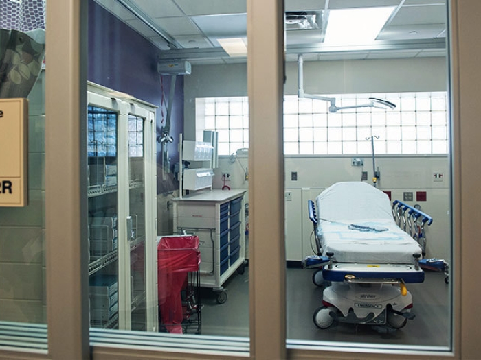 hospital bed in in critical care room