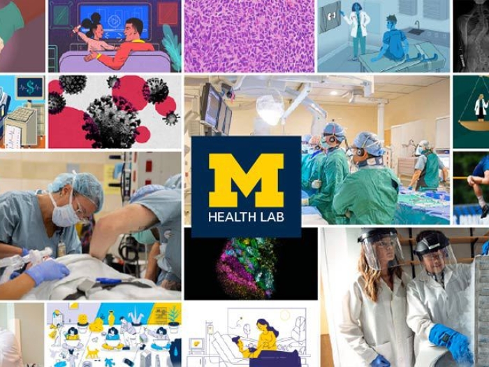 lab blog images collage with michigan m in middle