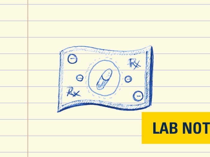 lab notes rx money badge yellow