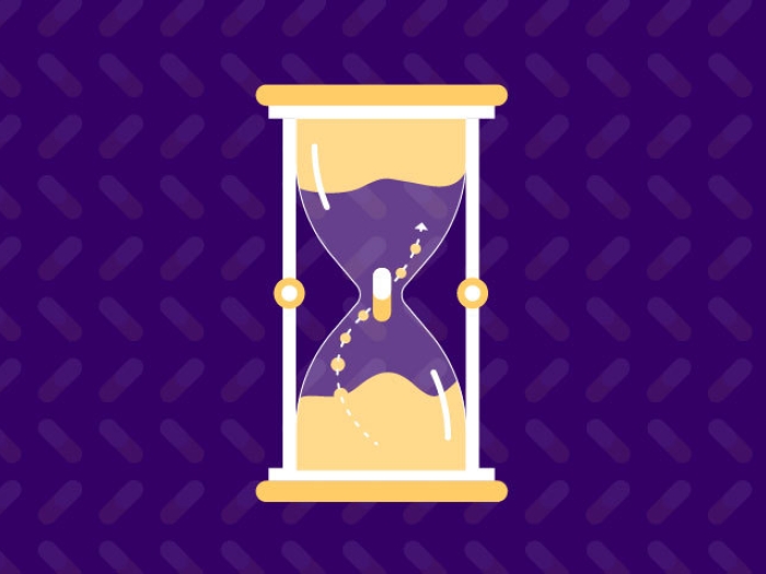 yellow sand clock on dark blue background