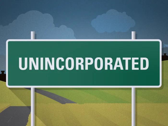 Unincorporated sign outside a rural American town