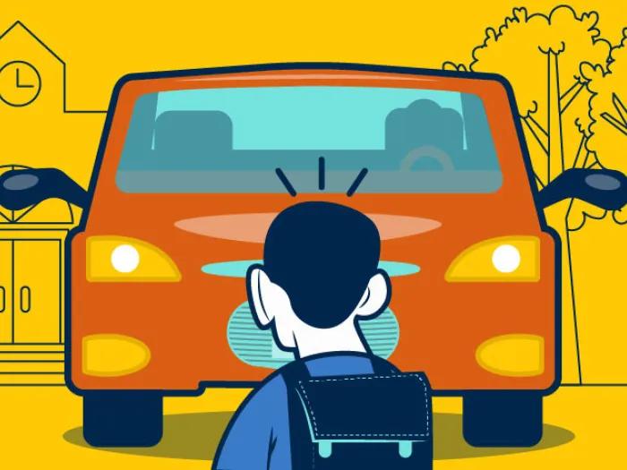school traffic safety kid car orange