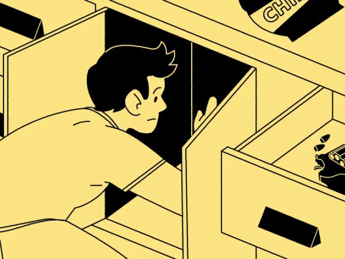 teenager cupboard drawer gun with picture in yellow and black