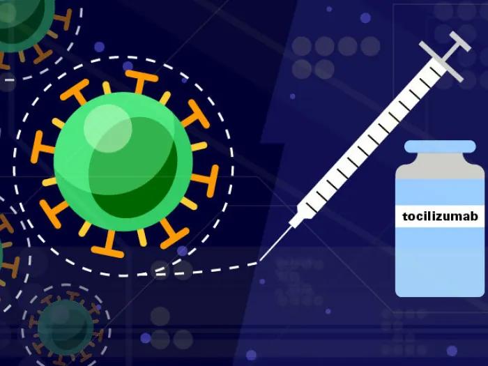 green and red cell on left and bottle of medicine with syringe on right