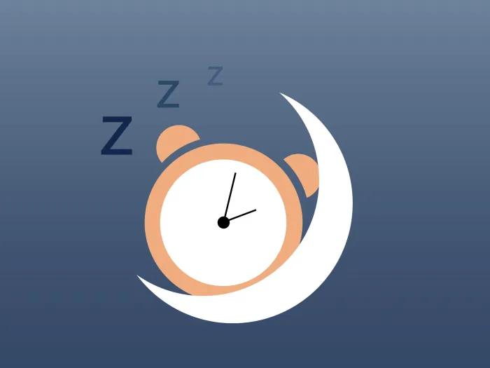 A moon and an alarm clock signifying the end of daylight savings time