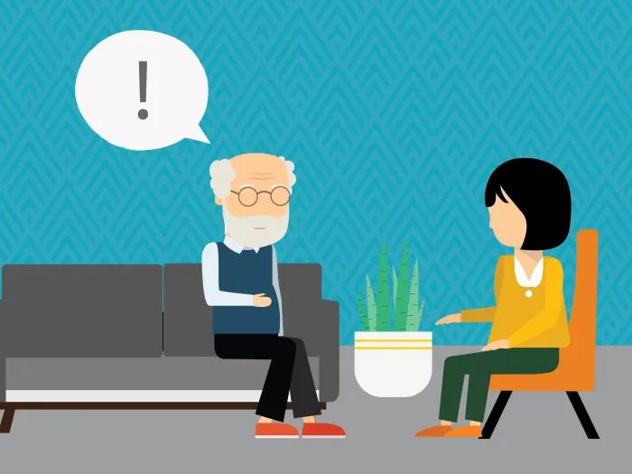 A patient receiving cognitive behavioral therapy to help treat their irritable bowel syndrome