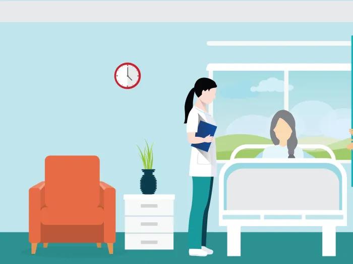 A woman in a memory care facility