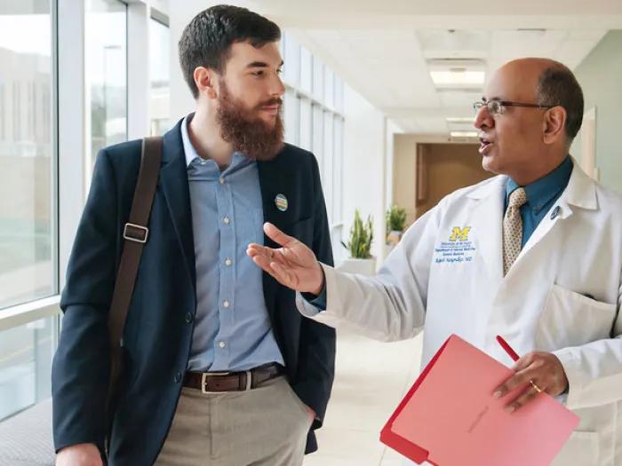 A medical student discussing his scholarly concentration