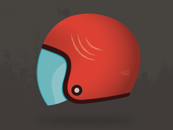 Illustration of a red motorcycle helmet