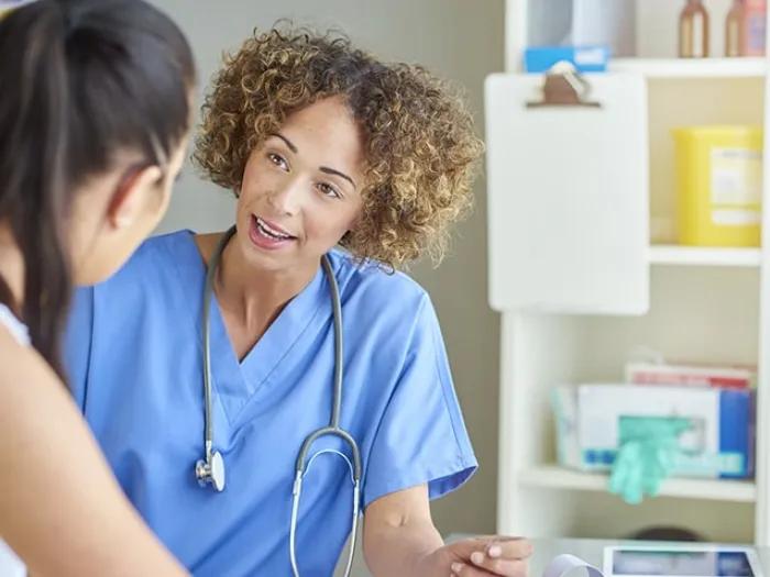 Doctor and patient talking about breast cancer second opinions