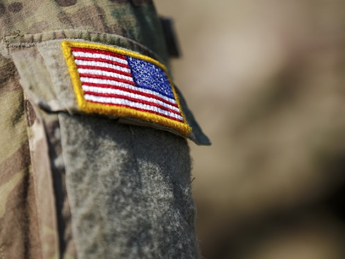 US flag patch on a military uniform