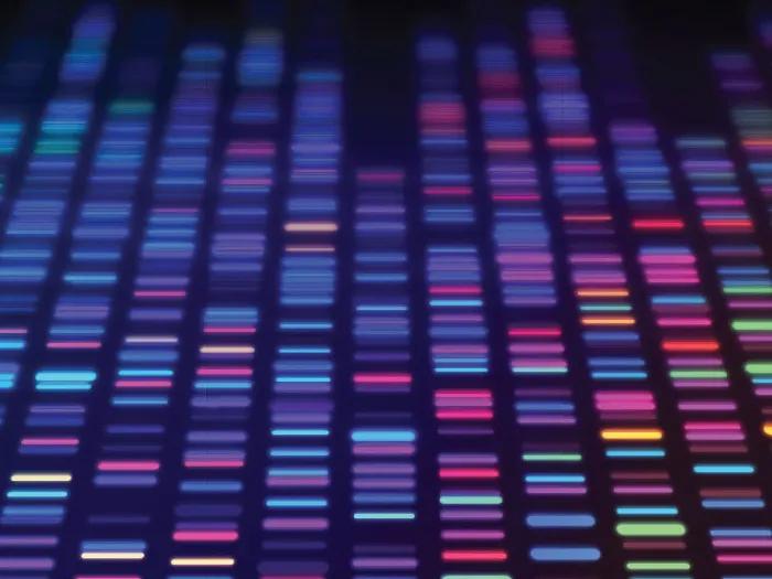 colorful sequencing data processing on black background